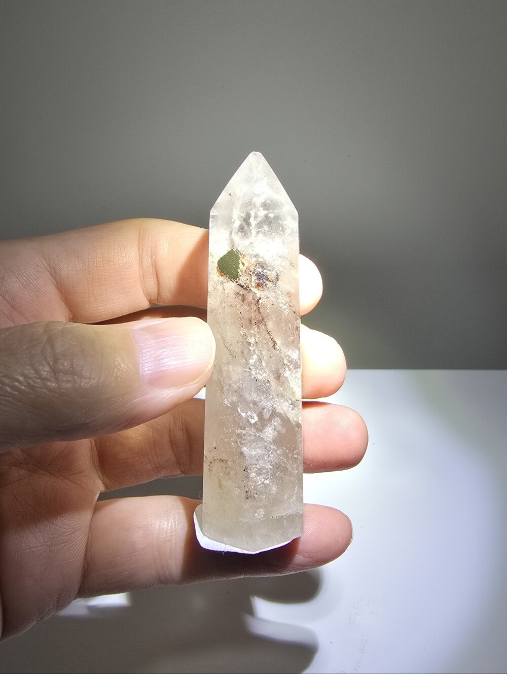 Garden Quartz Crystal Tower with Pyrite #A